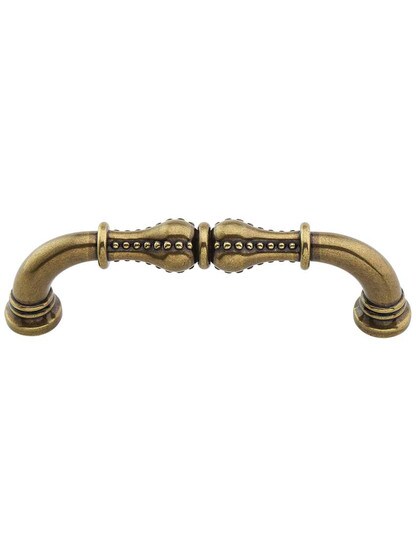 Prestige Beaded Cabinet Pull - 3 3/4 inch Center-to-Center in Distressed Antique Brass.
